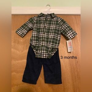 Just One You by Carter’s 2pc Flannel Top & Corduroy Pants Set, Size 3 Months
